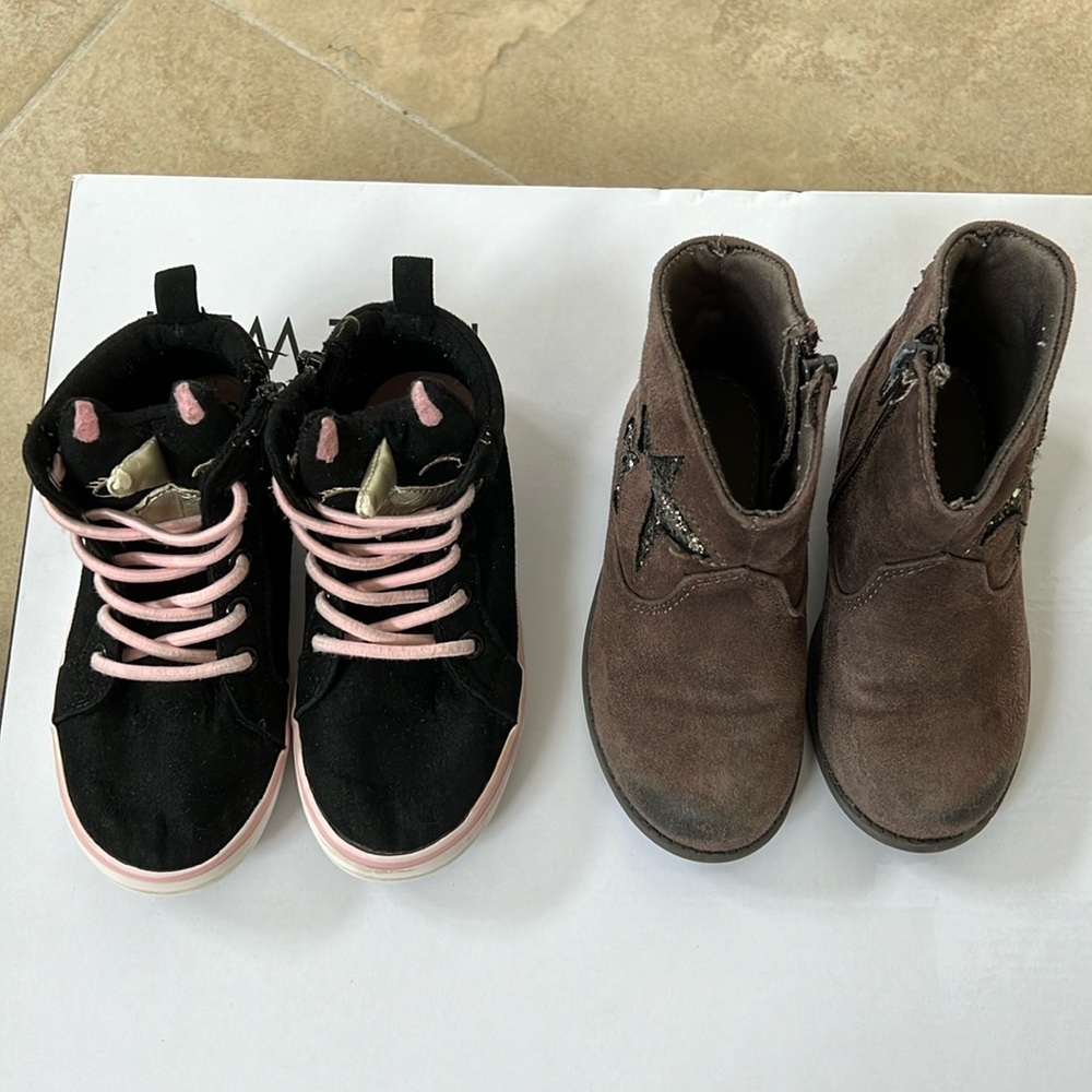 Toddler girls bundle - high top sneaker, western boots size 8